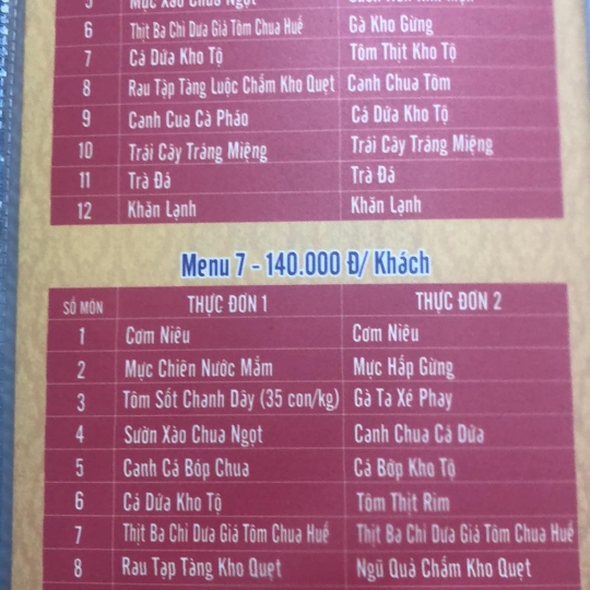 Set menu khách đoàn cơm niêu Vũng Tàu